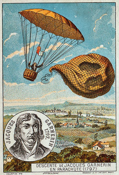 First parachute descent, 1797